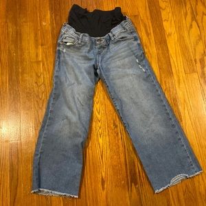 Wide leg crop maternity pants